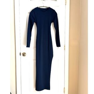Elegant Navy Blue Long Sleeve Dress